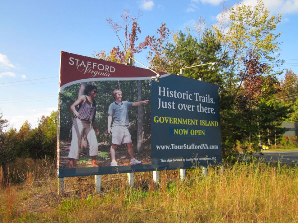 Government Island Now Open Billboard Sign